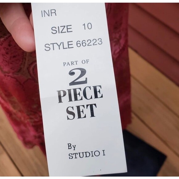 VTG 90s Y2K Paisley Boho 2 Pc Dress Set Flutter Sleeve Top Tiered Skirt Sz 10 - Picture 7 of 8